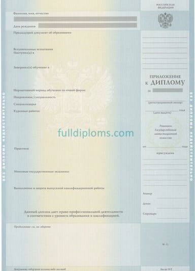 Заказать диплом магистра с приложением образца 2003-2009 годов в Москве
